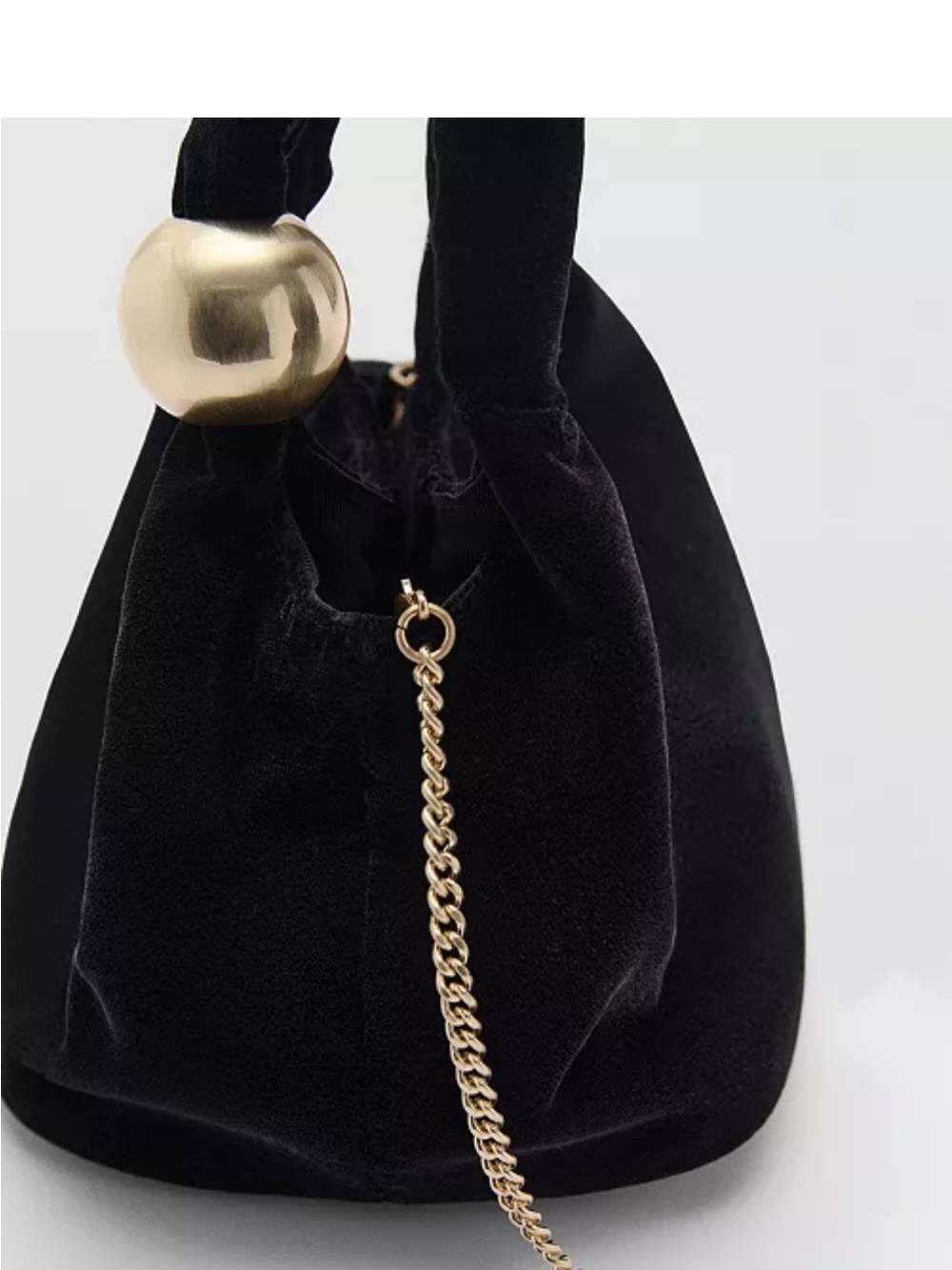 NEW Mango Women's Ball Detail Velvet Bag Black - Picture 4 of 5